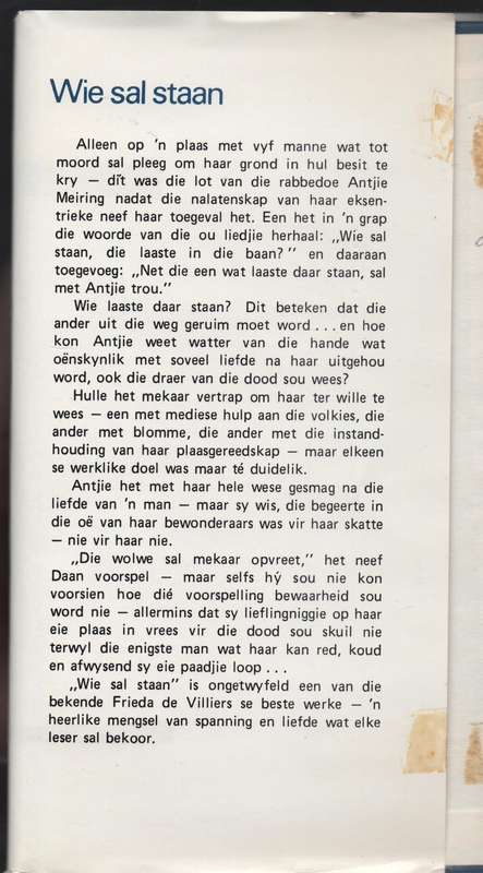 Wie Sal Staan - De Villiers, Frieda