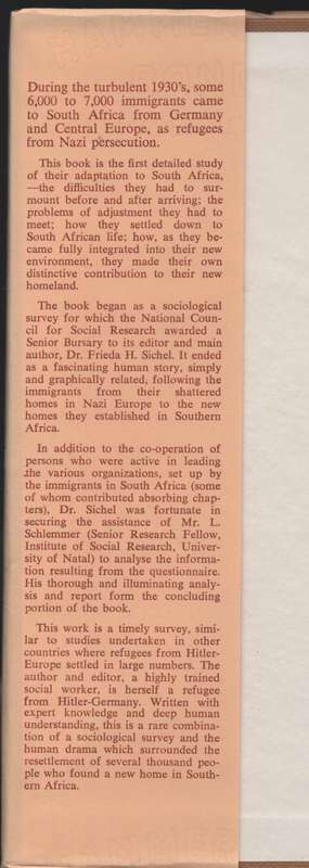 From Refugee to Citizen: A Sociological Study of the Immigrants from - Sichel, Frieda H.