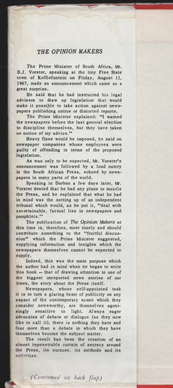 The Opinion Makers - Benson, Ivor