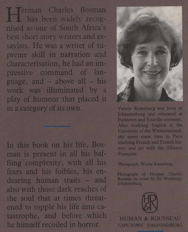 The Life of Herman Charles Bosman - Rosenberg, Valerie