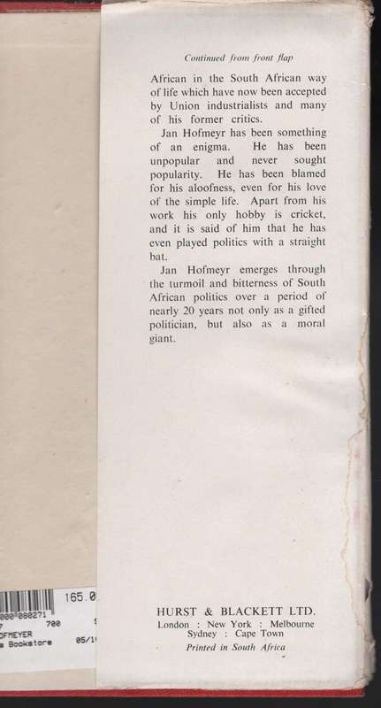 Jan Hofmeyr: Heir to Smuts - Macdonald, Tom