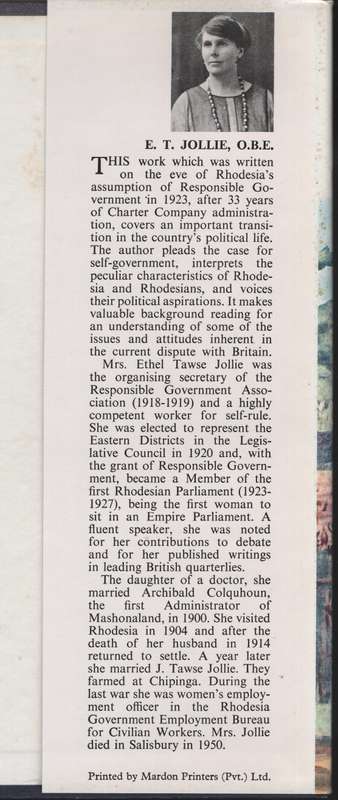 The Real Rhodesia - Jollie, Ethel Tawse