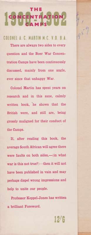 The Concentration Camps: Facts, Figures and Fables - Martin, A. C.