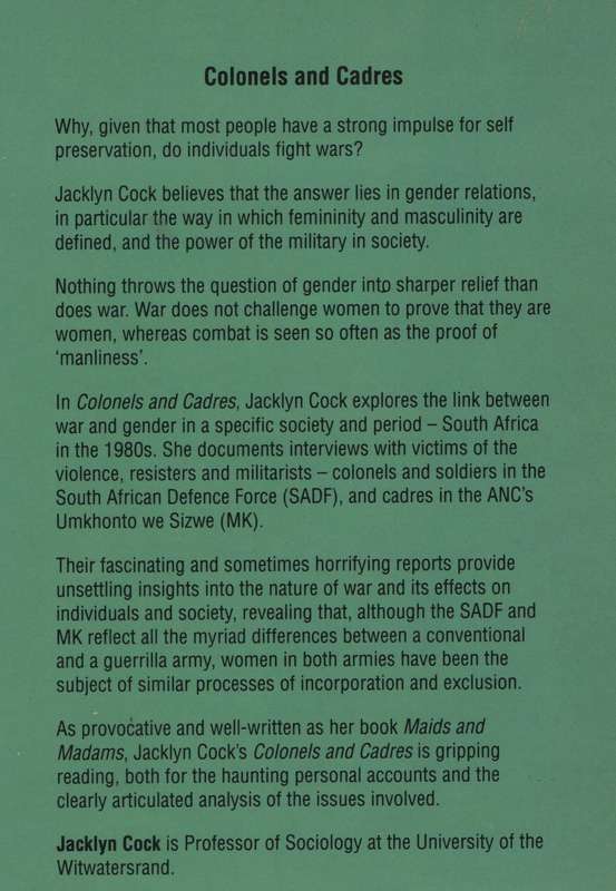 Colonels & Cadres: War & Gender in South Africa - Cock, Jacklyn