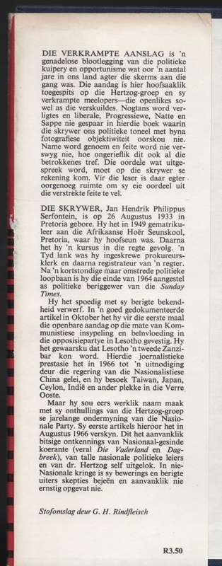 Die Verkrampte Aanslag - Serfontein, J. H. P.