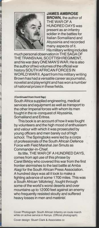 The War of a Hundred Days: Springboks in Somalia and Abyssinia, 1940 - Brown, James Ambrose