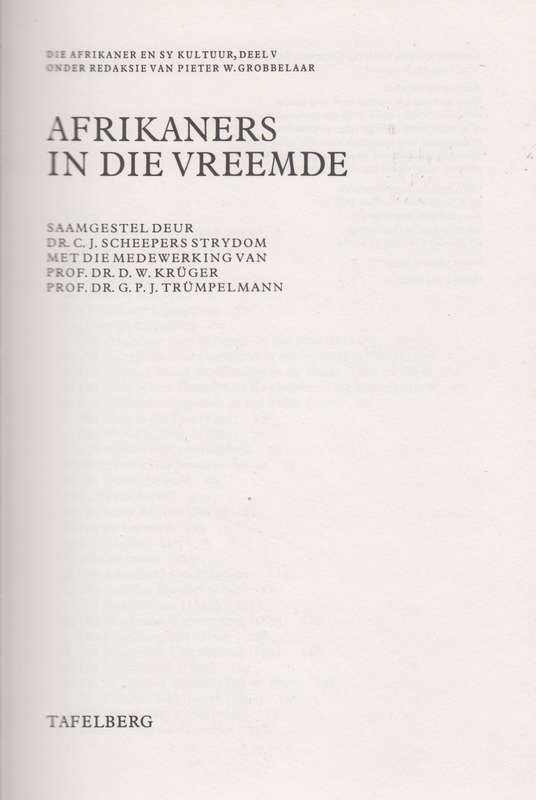 Afrikaners in die Vreemde - Scheepers Strydom, C. J.