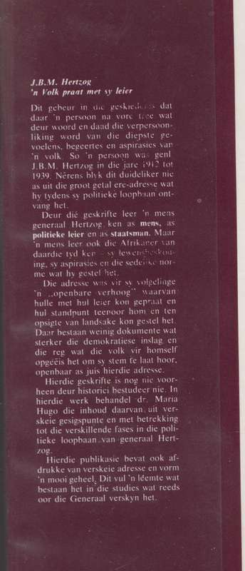 J. B. M. Hertzog. 'n Volk Praat met sy Leier - Hugo, Maria