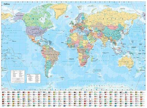 Collins World Wall Laminated Map - Collins Maps