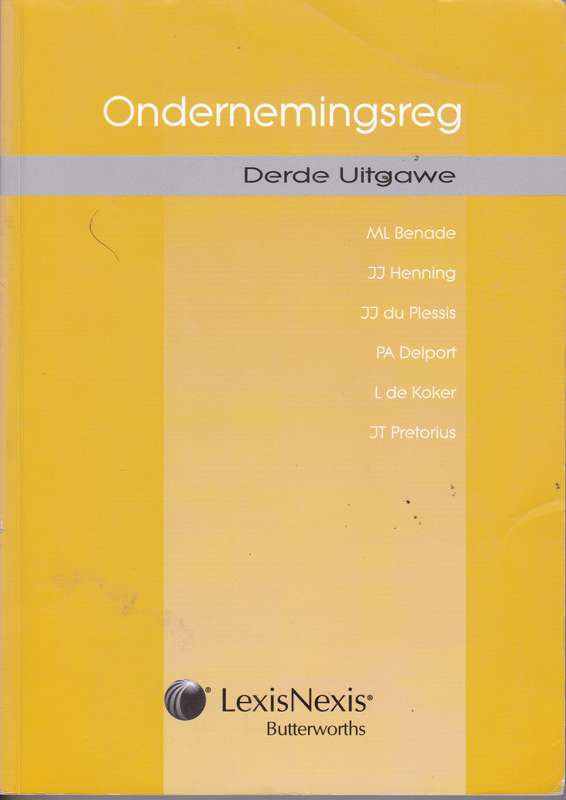ONDERNEMINGSREG SECONDHAND - BENADE,M