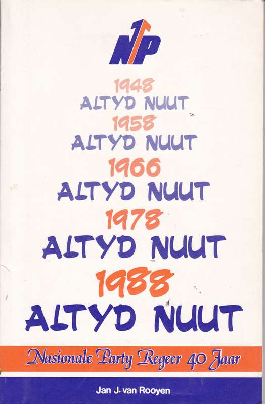 NP1948 ALTYD NUUT NASIONALE PARTY REGEER SECONDHAND - VANROOYEN,JJ