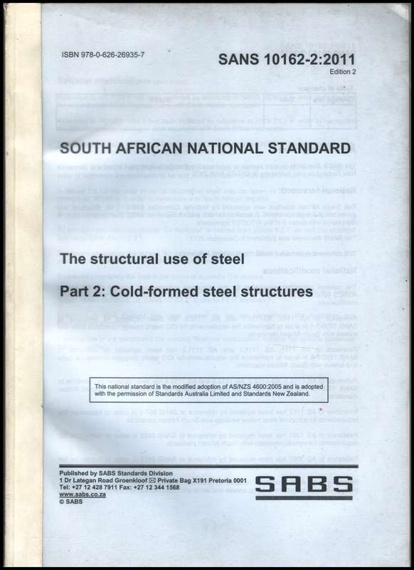STRUCTURAL STEEL DESIGNSANS 10162 2 2011 - SABS