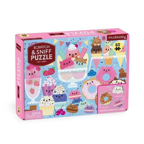 Cat Cafe 60 Piece Scratch & Sniff Puzzle - Mudpuppy