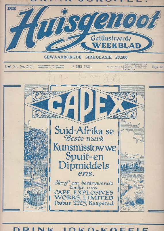 Die huisgenoot Deel XI No 216 07 Mei 1926 SECONDHAND - Huisgenoot