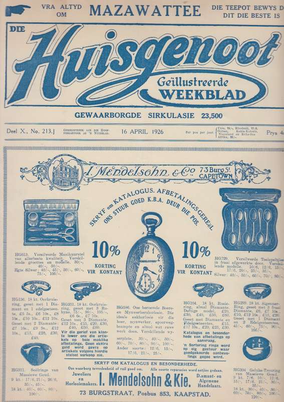 Die huisgenoot Deel X No 216 SECONDHAND - Huisgenoot