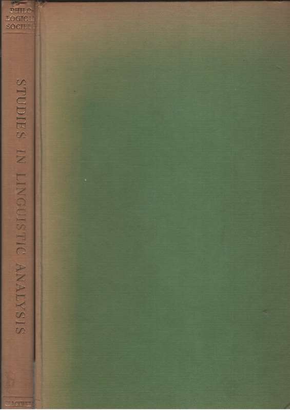 Studies in Linguistic Analysis. Second-hand SECONDHAND - The Philological Society