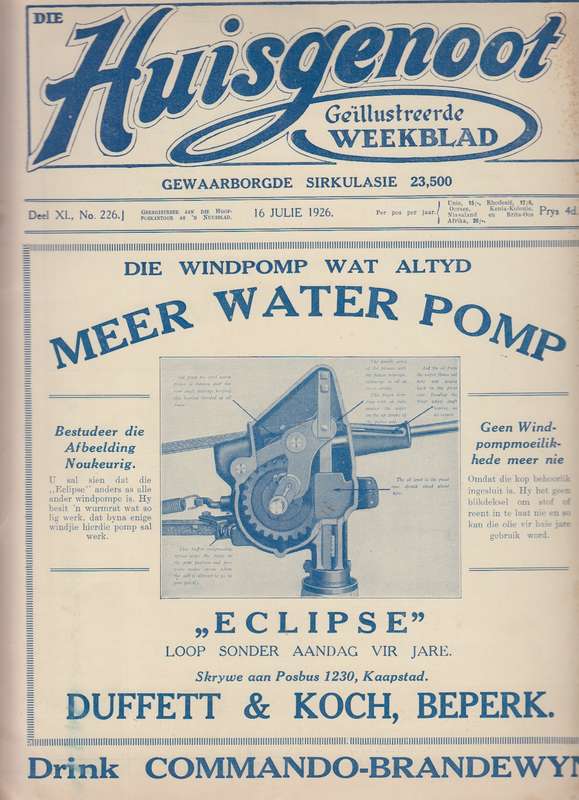 Die huisgenoot 16 Julie 1926 SECONDHAND - Huisgenoot