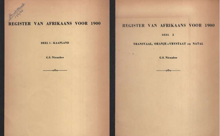 REGISTER VAN AFRIKAANS VOOR 1900 TWO DELE SECONDHAND - NIENABER,G