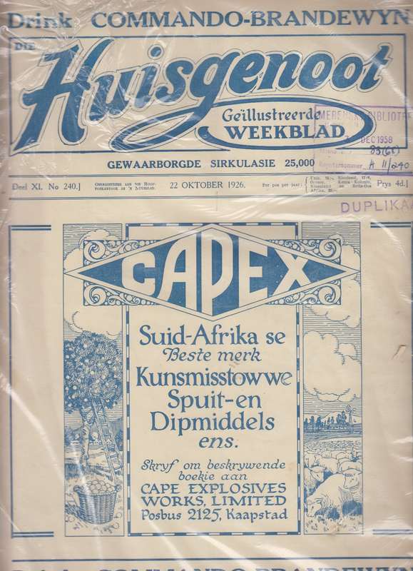 Die huisgenoot 22 Oktober 1926 SECONDHAND - Huisgenoot
