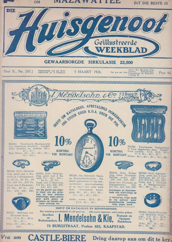 Die huisgenoot Deel x No 207 5 Maart 1926 SECONDHAND - Huisgenoot