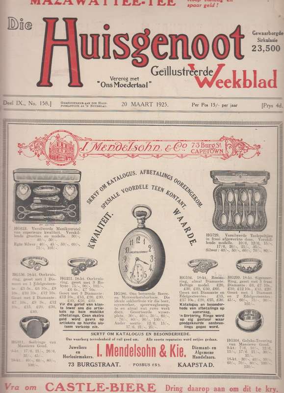 Die huisgenoot Deel IX No 158 20 Maart 1925 SECONDHAND - Huisgenoot