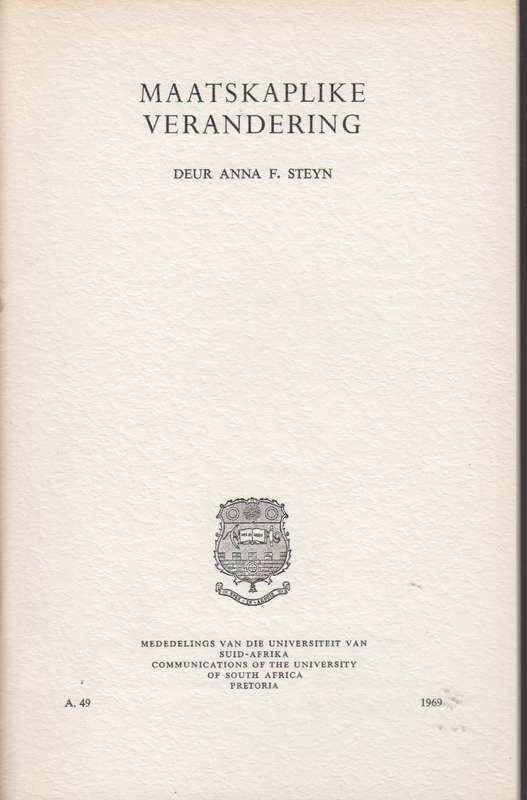 Maatsaplike verandering SECONDHAND - Anna F. Steyn