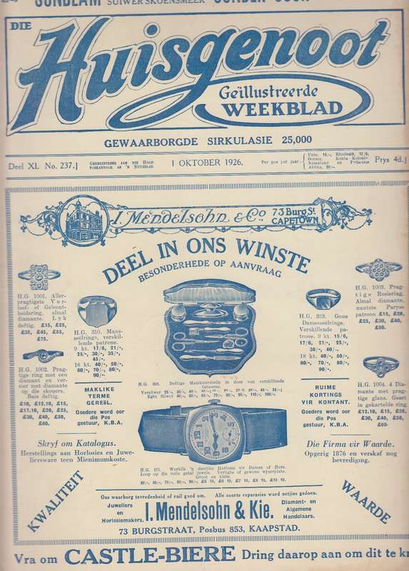 Die huisgenoot 1 Oktober 1926 SECONDHAND - Huisgenoot