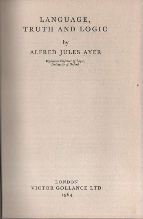 Language, Truth and Logic. Second-hand SECONDHAND - Alfred Jules Ayer