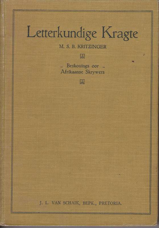 LETTERKUNDIGE KRAGTE SECONDHAND - KRITZINGER