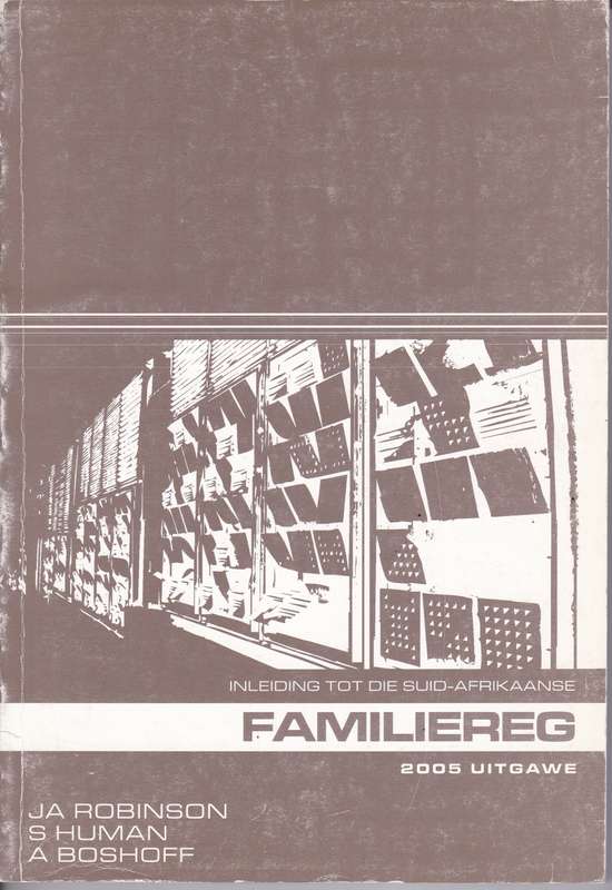 INLEIDING TOT DIE SA FAMILIEREG SECONDHAND - ROBINSON,R