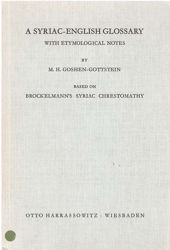 SYRIAC ENG GLOSSARY SECONDHAND - GOSHEN-GOTTSTEIN,M