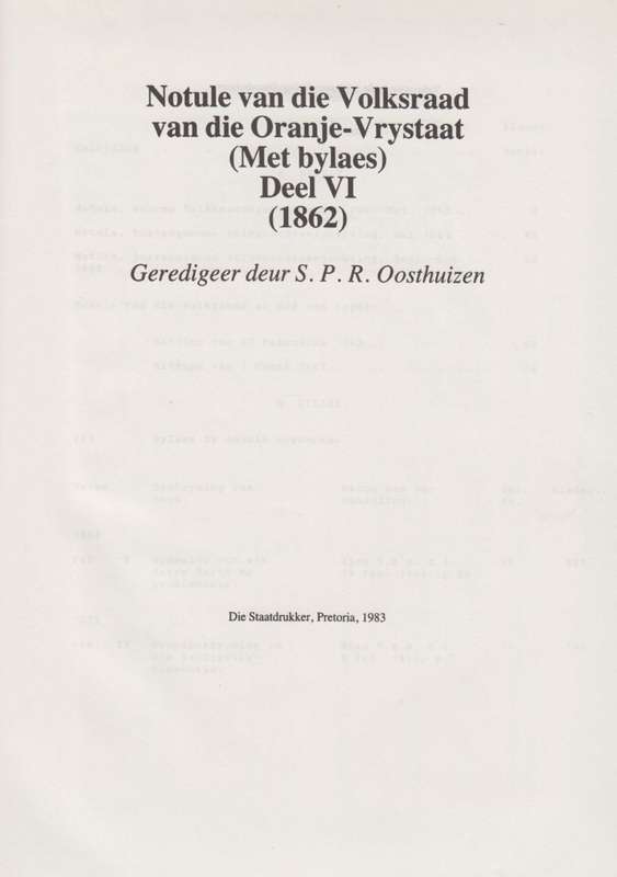 Suid-Afrikaanse Argiefstukke Oranje-Vrystaat No. 6 / South African A - Oosthuizen, S. P. R. (ed)