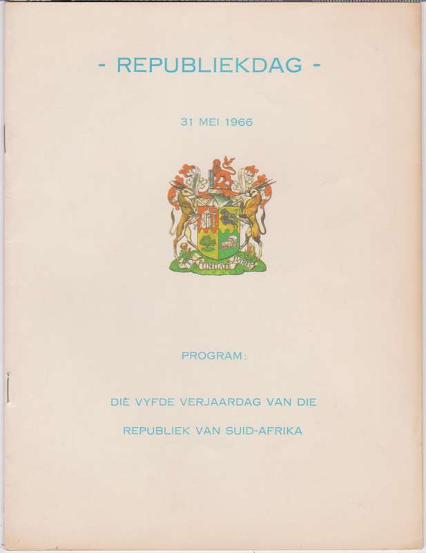 REPUBLIEKDAG 31 MEI 1966 PROGRAM - PROGRAMME