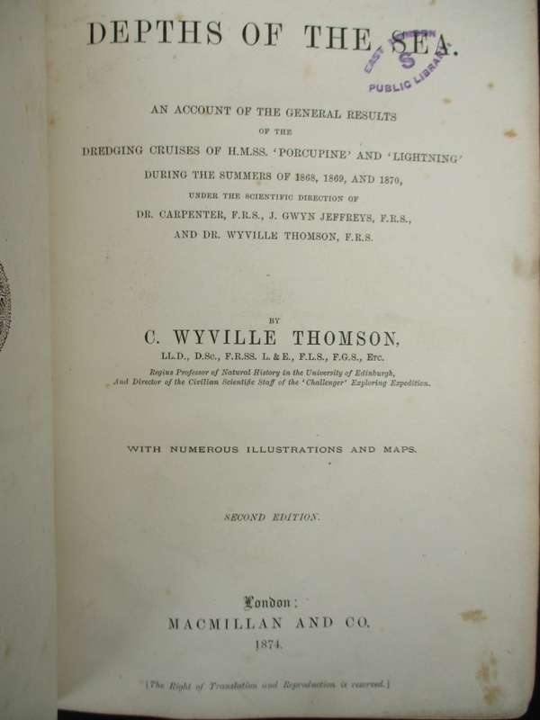 The Depths of the Sea. An Account of the General Results of the Dred - Thomson, C. Wyville
