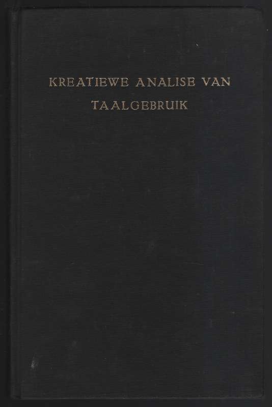KREATIEWE ANALISE VAN TAALGEBRUIK - HELLINGA,W