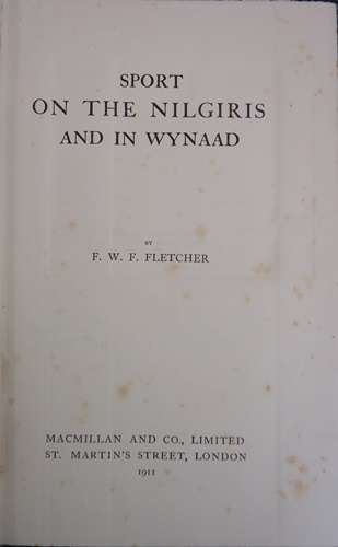 SPORT ON THE NILGIRIS - FLETCHER,F