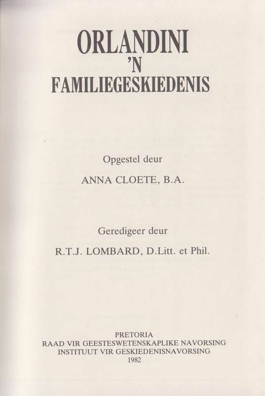 Orlandini: 'n Familiegeskiedenis - Cloete, Anna