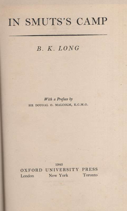 In Smuts Camp - Long, B. K.