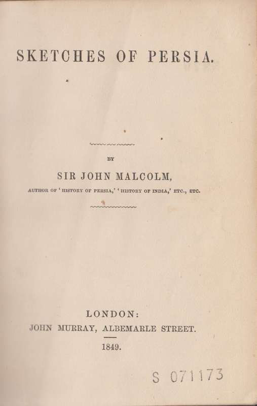Sketches of Persia - Malcolm, J.