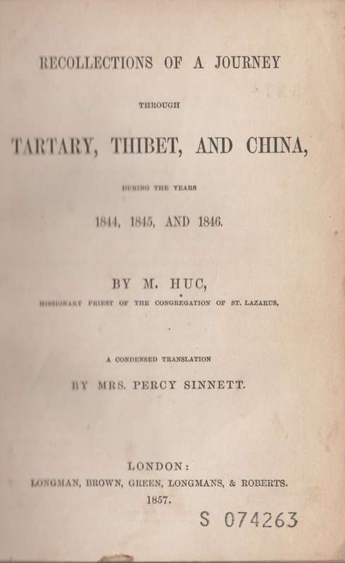 Recollections of a Journey Through Tartary, Thibet, and China, Durin - Huc, M.