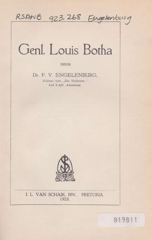 Genl. Louis Botha - Engelenburg, F. V.