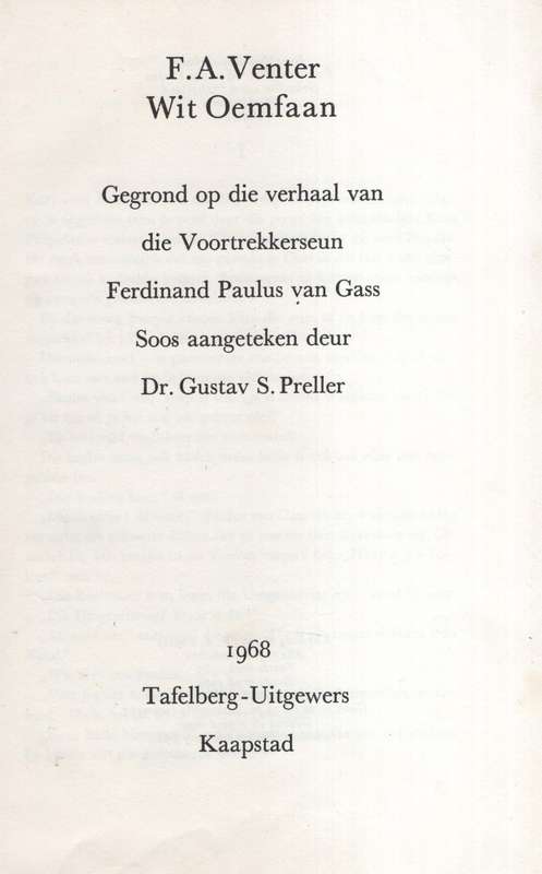 Wit Oemfaan - Venter, F. A.