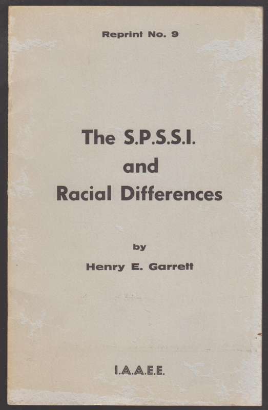 The S.P.S.S.I. and Racial Differences - Garret, Henry E.