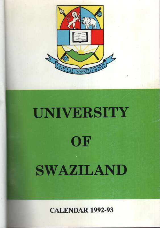 University of Swaziland Calender 1992-93 - University of Swaziland