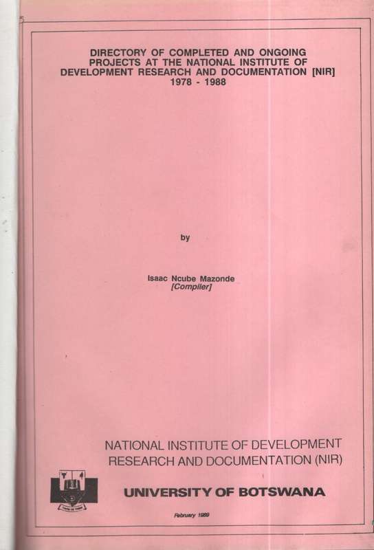 Directory of Completed and Ongoing Projects at the National Institut - Mazonde, Isaac Ncube