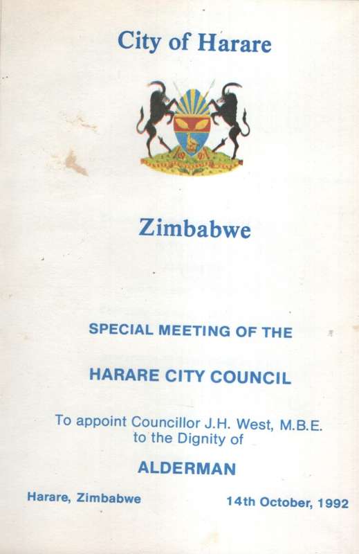 City of Harare, Zimbabwe: Special meeting of the Harare City Council - Anon