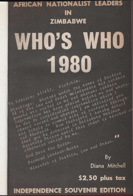 African Nationalist Leaders in Zimbabwe: Who's Who 1980 - Mitchell, Diana