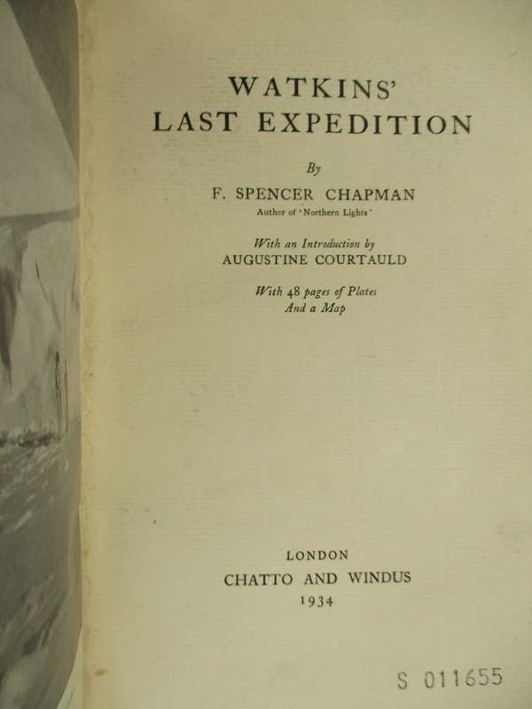 Watkins' Last Expedition - Chapman, F. Spencer