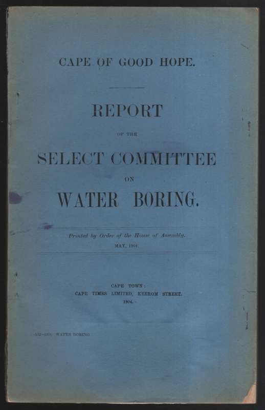 Report of the Select Committee on Water Boring - Select Committee