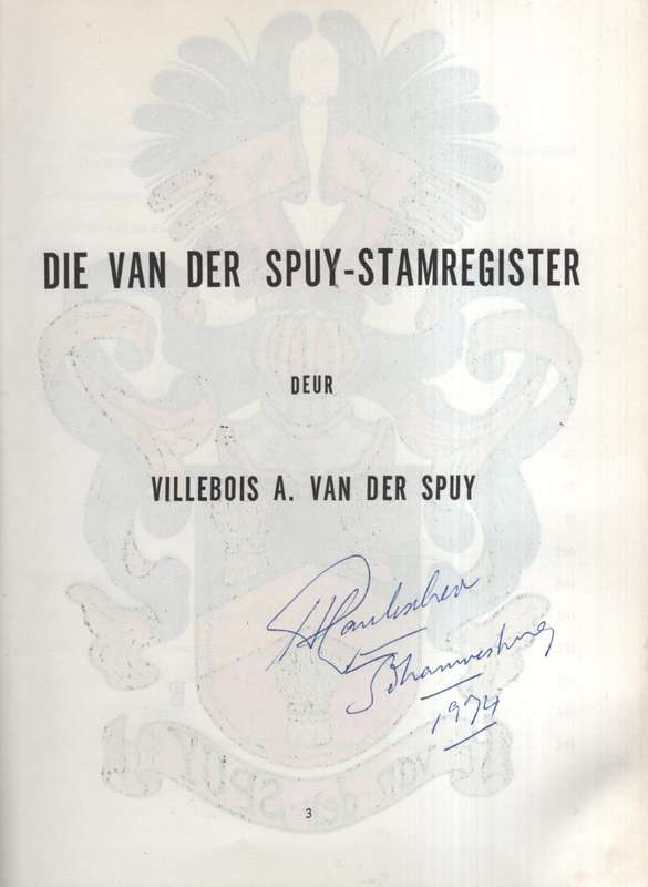 Die van der Spuy-Stamregister - Van der Spuy, Villebois A.